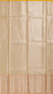 Golden Silk Pattu Pavada with Multi-Bird Motifs and Beige Border