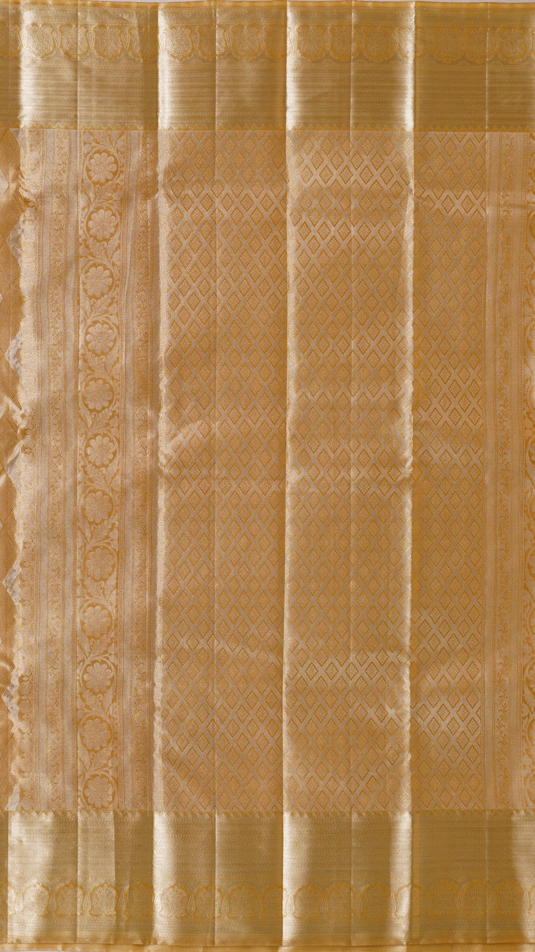 Kanchipuram Silk Saree in Beige with Silver Zari & Tissue Border