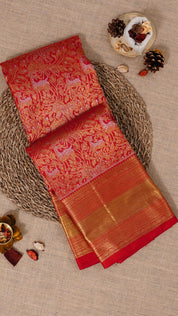 Classic Red Kanchipuram Silk Saree with Gold Zari Finish