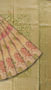Gold Kanchipuram Saree with All-Over Cross Checks