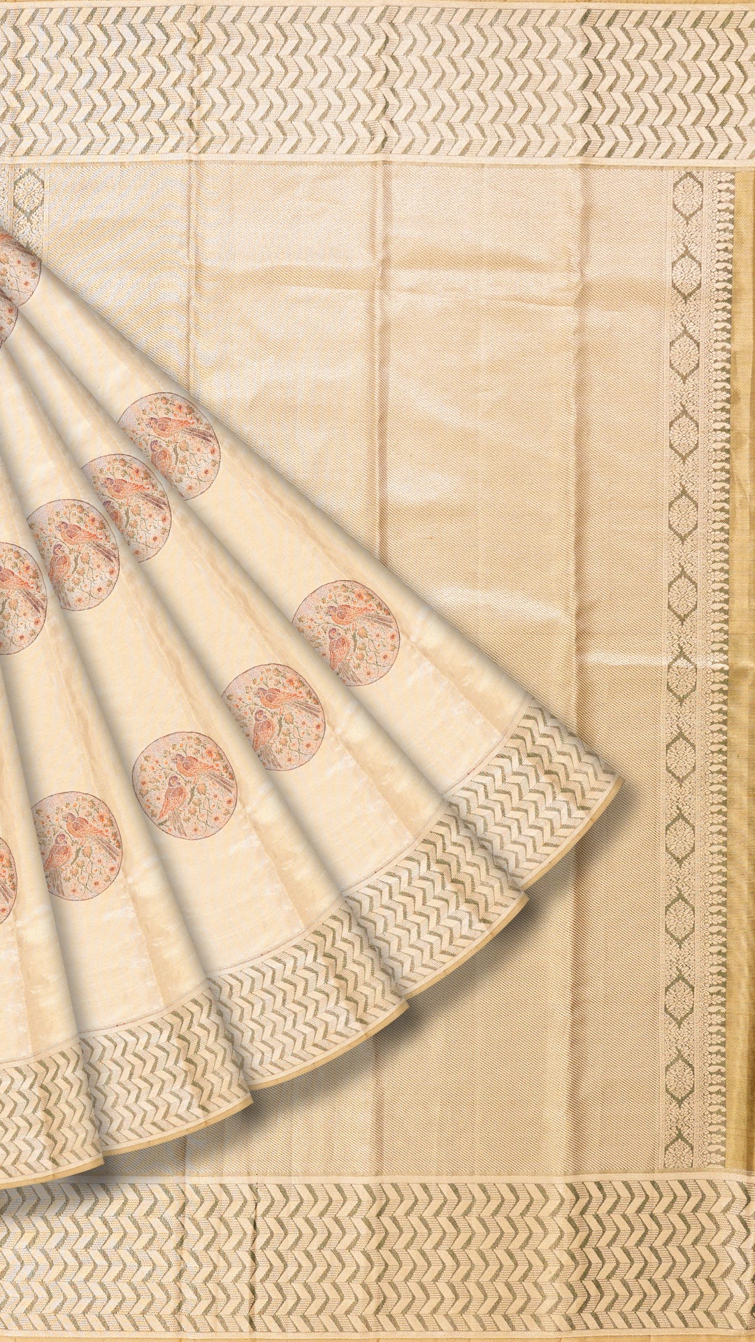Wheat Kanchipuram Saree with Meenakari Butta