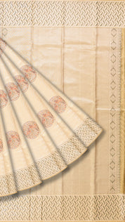Wheat Kanchipuram Saree with Meenakari Butta