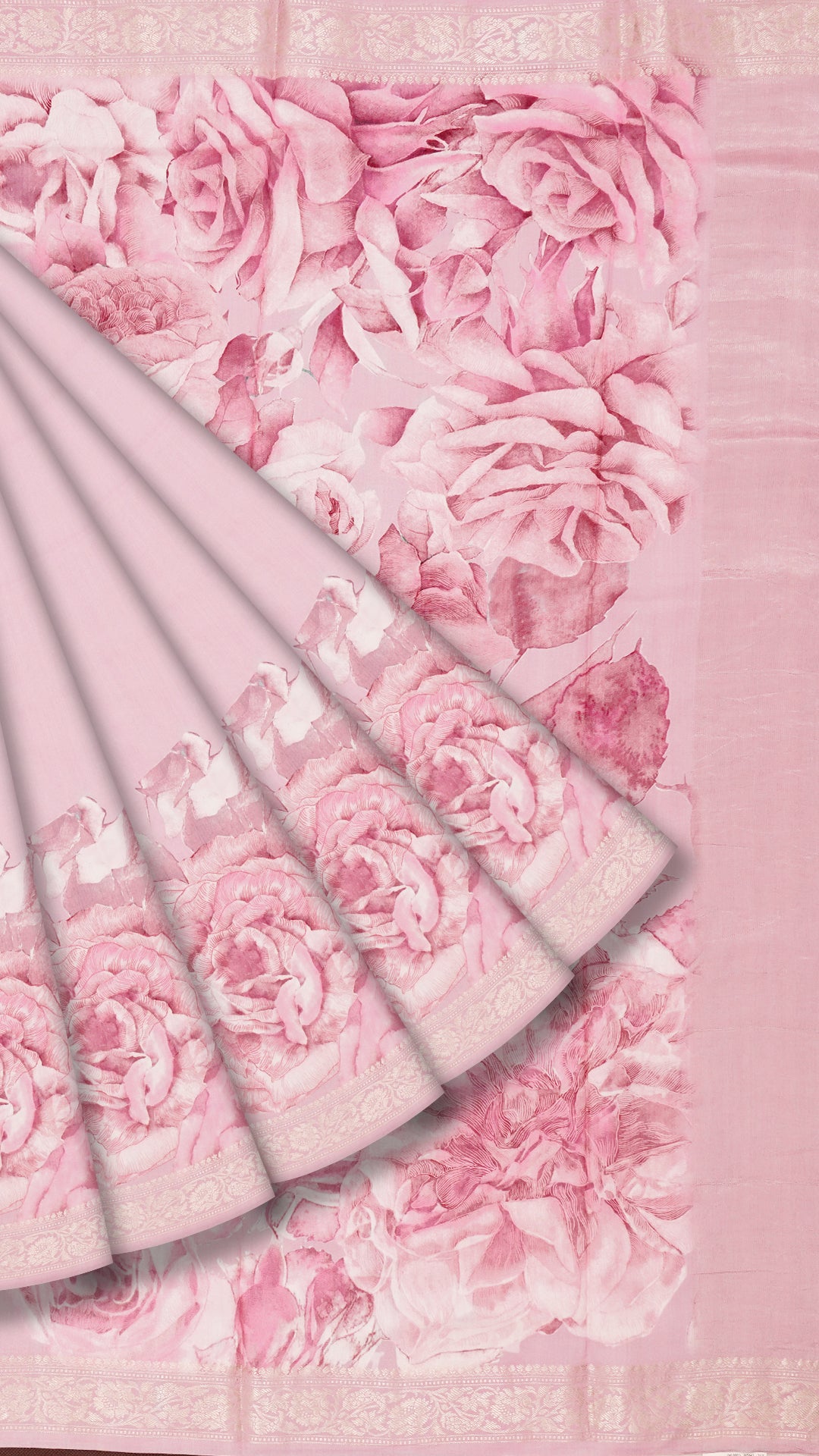 Light Baby Pink Chiniya Saree with Zari Work