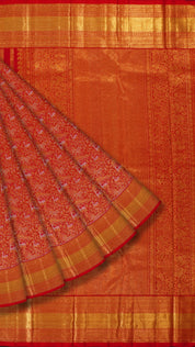 Classic Red Kanchipuram Silk Saree with Gold Zari Finish
