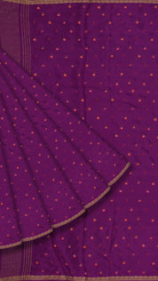 Burgundy Georgette Silk Saree with Small Gold Self Zari Border & Allover Buttas
