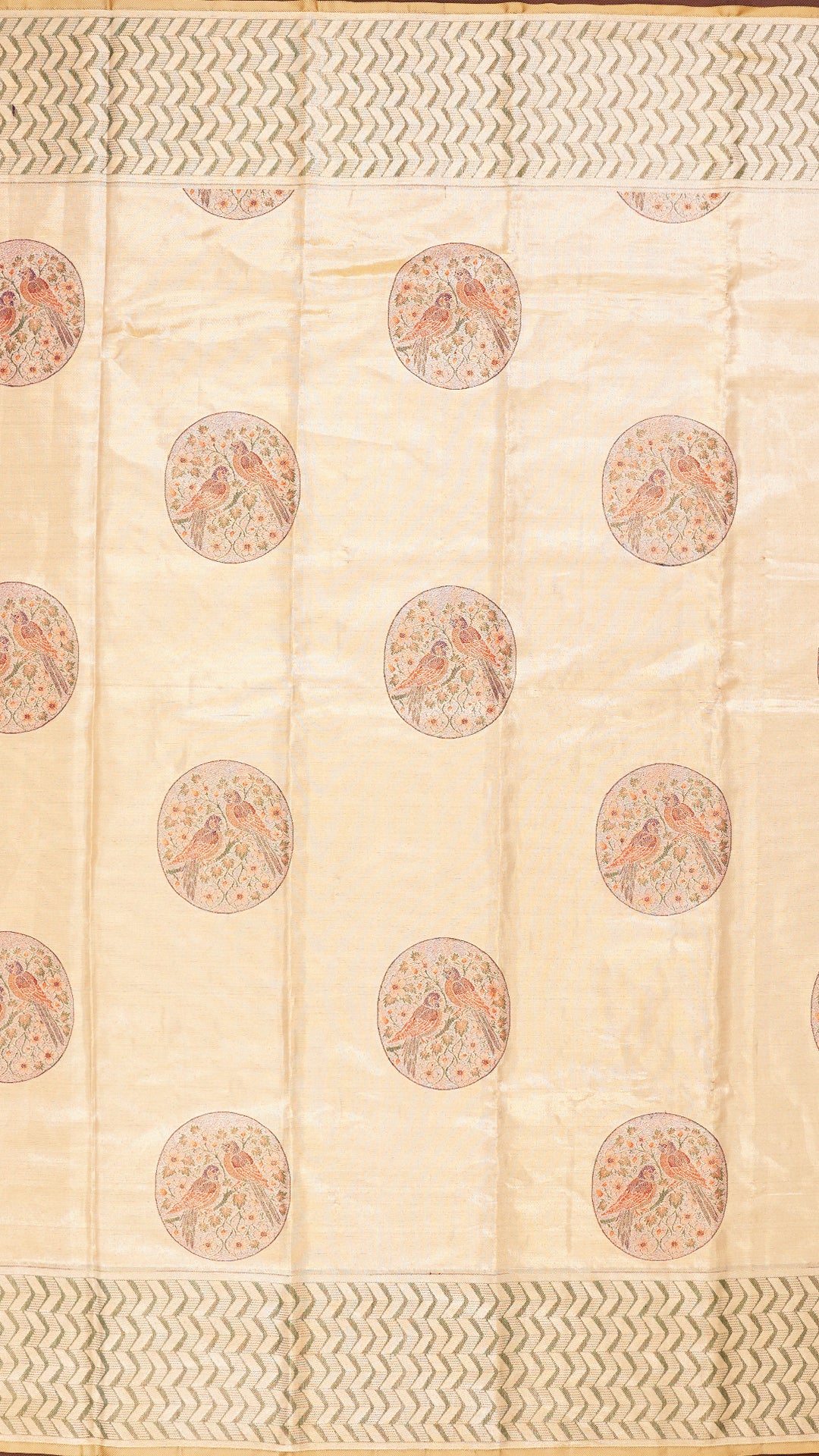 Wheat Kanchipuram Saree with Meenakari Butta