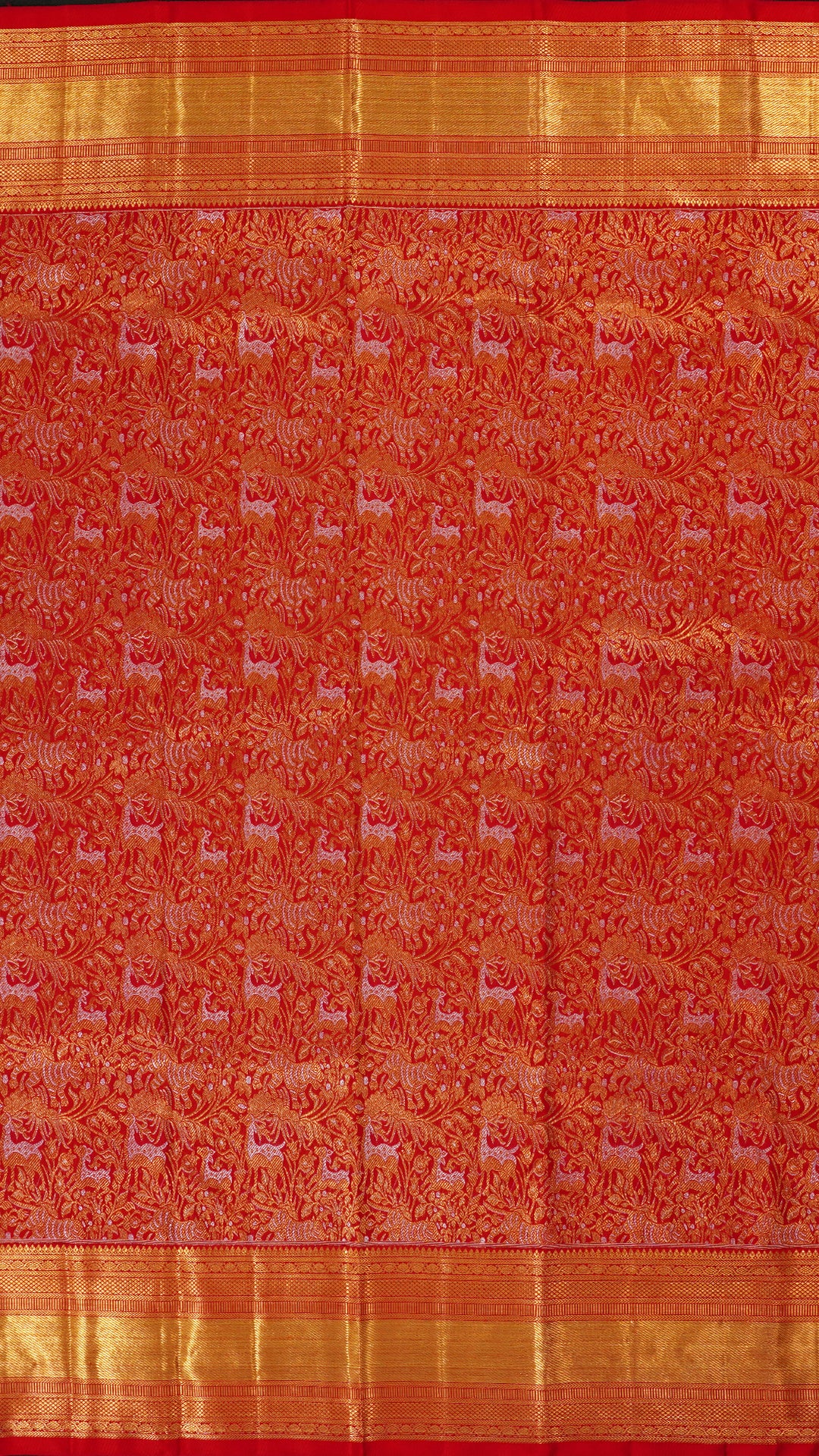 Classic Red Kanchipuram Silk Saree with Gold Zari Finish