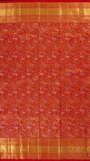 Classic Red Kanchipuram Silk Saree with Gold Zari Finish