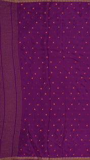 Burgundy Georgette Silk Saree with Small Gold Self Zari Border & Allover Buttas
