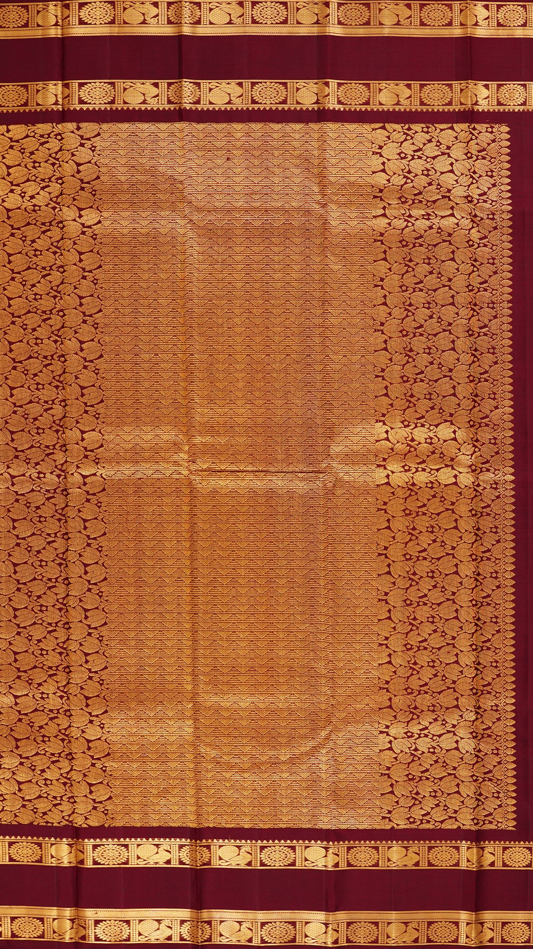 Orange Kanchipuram Saree with Maroon Contrast