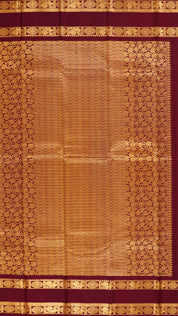 Orange Kanchipuram Saree with Maroon Contrast