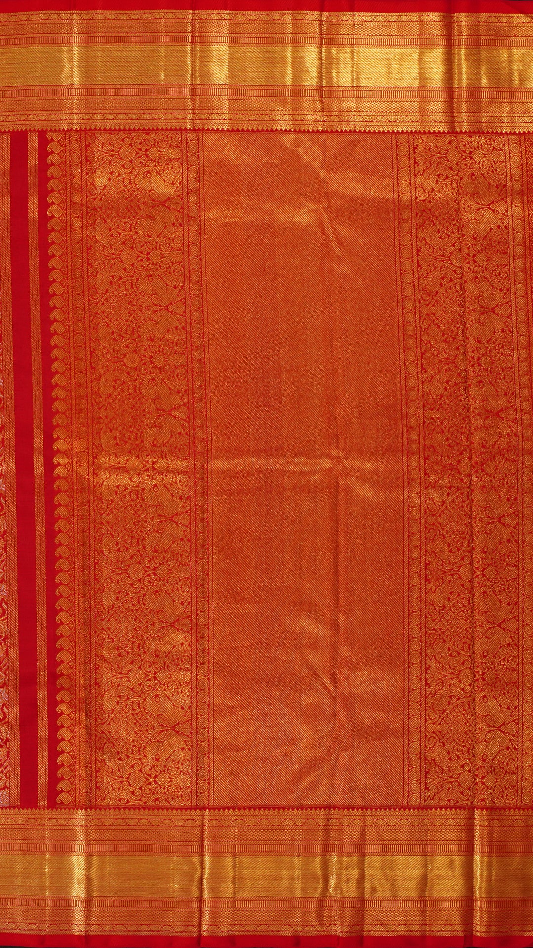 Classic Red Kanchipuram Silk Saree with Gold Zari Finish