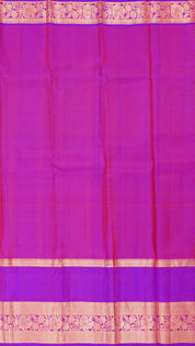 Yellowish Orange Kanchipuram Saree with Violet Zari Border