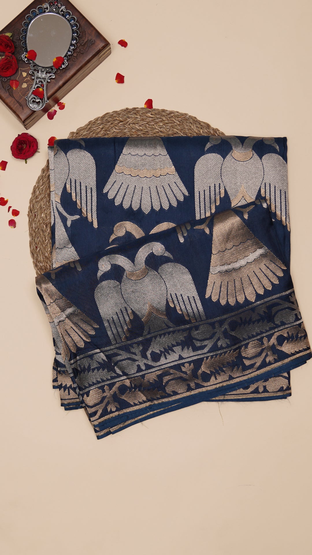 Peacock Blue Maathka Silk Fancy Designer Saree | Vaarahi Silks