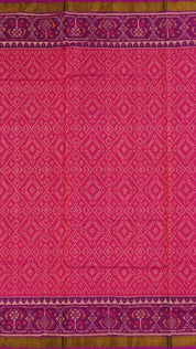 Pink Patola Silk Saree with Medium Purple Contrast Zari Border