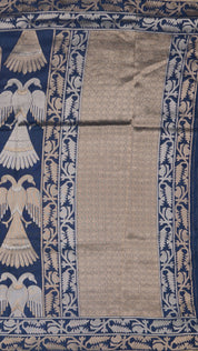 Peacock Blue Maathka Silk Fancy Designer Saree | Vaarahi Silks