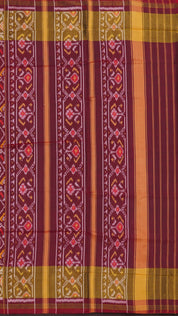 Maroon Patola Silk Saree with Medium Gold Contrast Zari Border