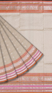 Checks with butta Pattern Silk Saree – Ivory Venkatagiri Weave