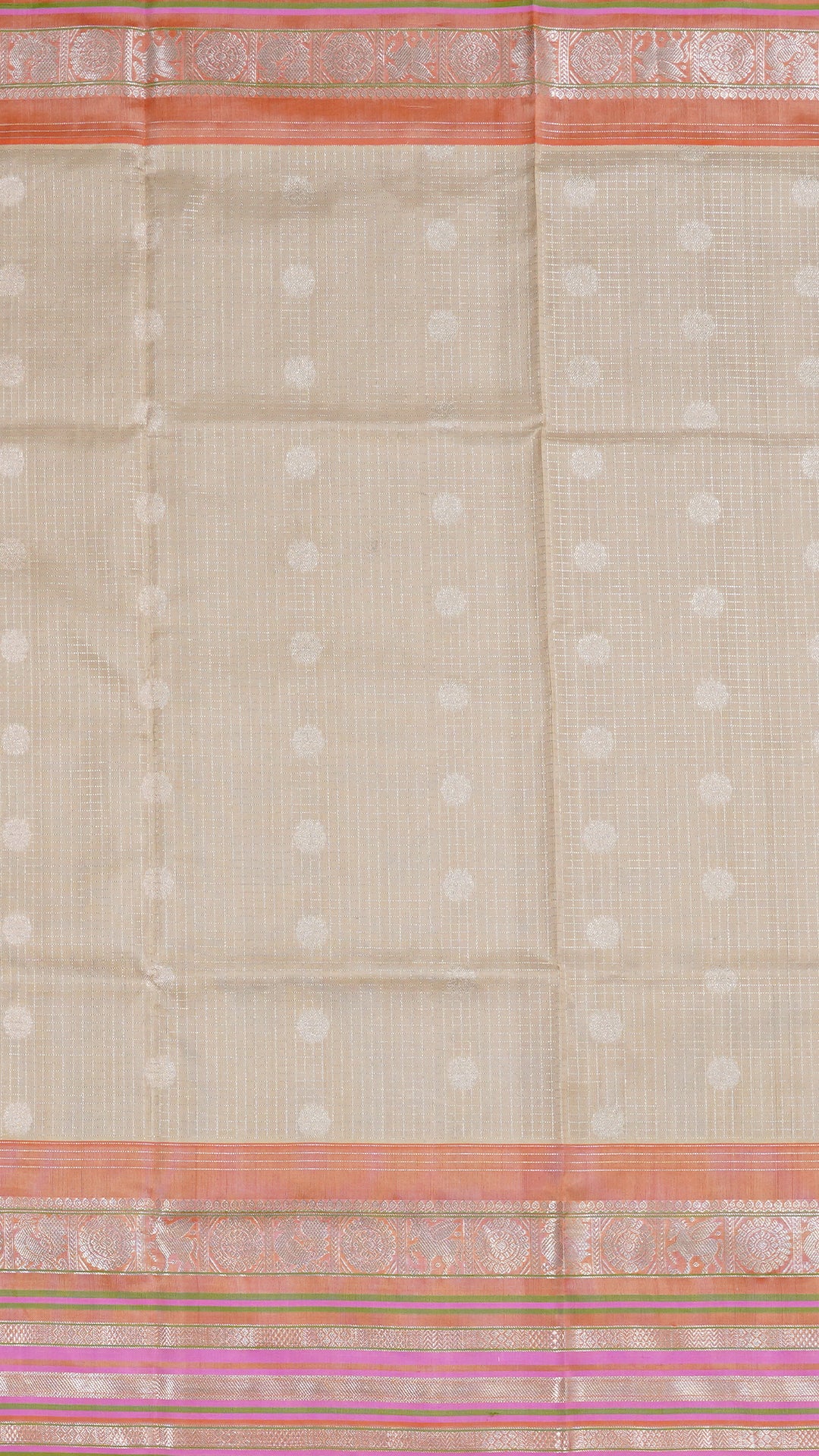 Checks with butta Pattern Silk Saree – Ivory Venkatagiri Weave