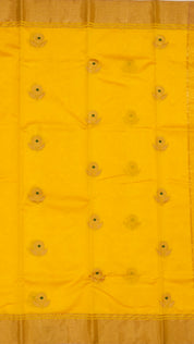 Bright Yellow Chanderi Silk Saree with Gold Butta & Kadi Border