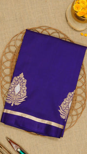 Purple Banaras Silk Saree with Traditional Golden Border
