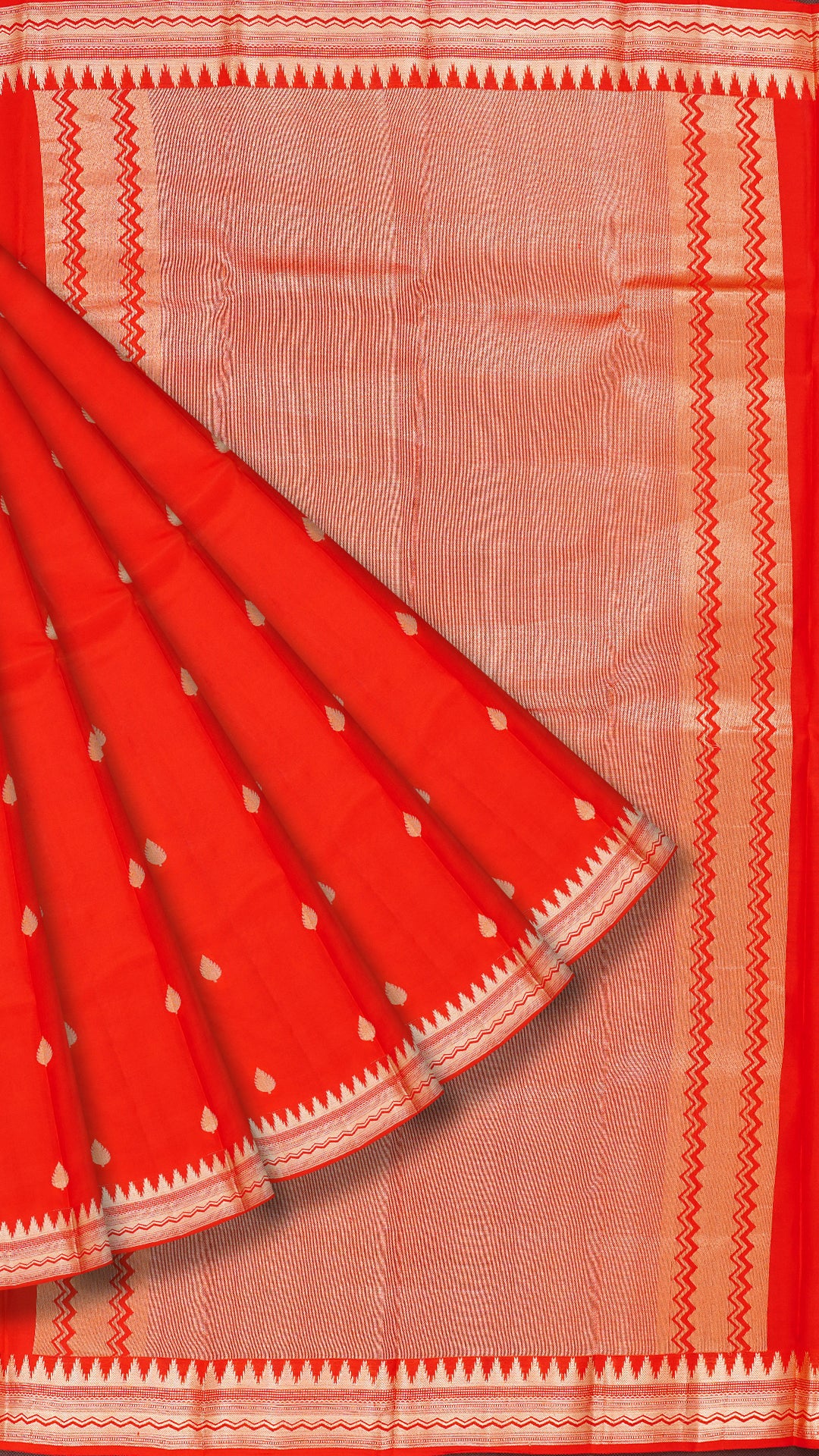 Red Kanchipuram Saree with Self Zari Border