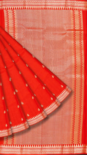 Red Kanchipuram Saree with Self Zari Border