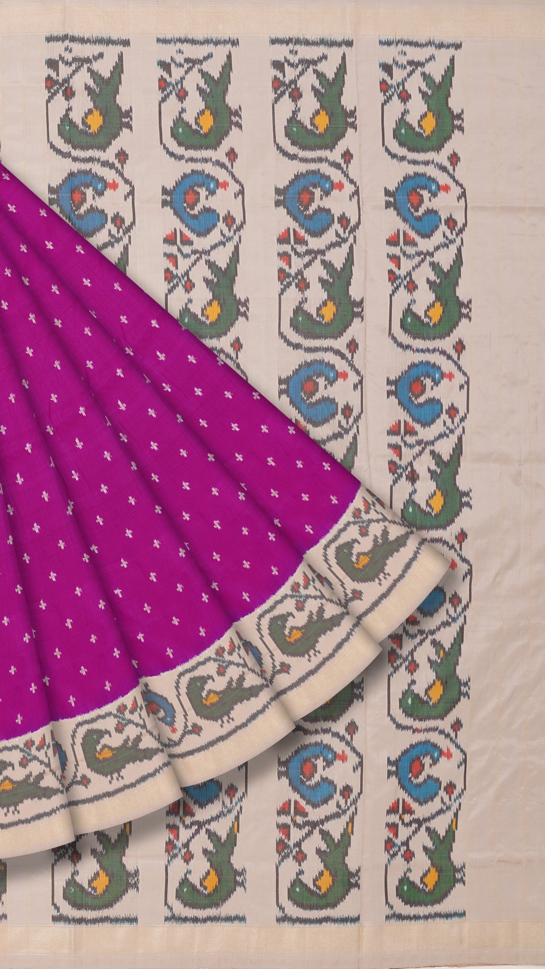 Magenta Ikkat Silk Saree with Paithani Borders