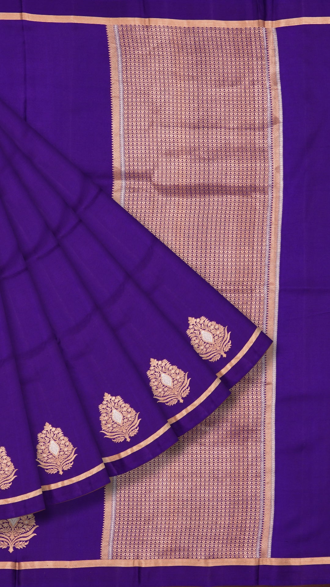 Purple Banaras Silk Saree with Traditional Golden Border