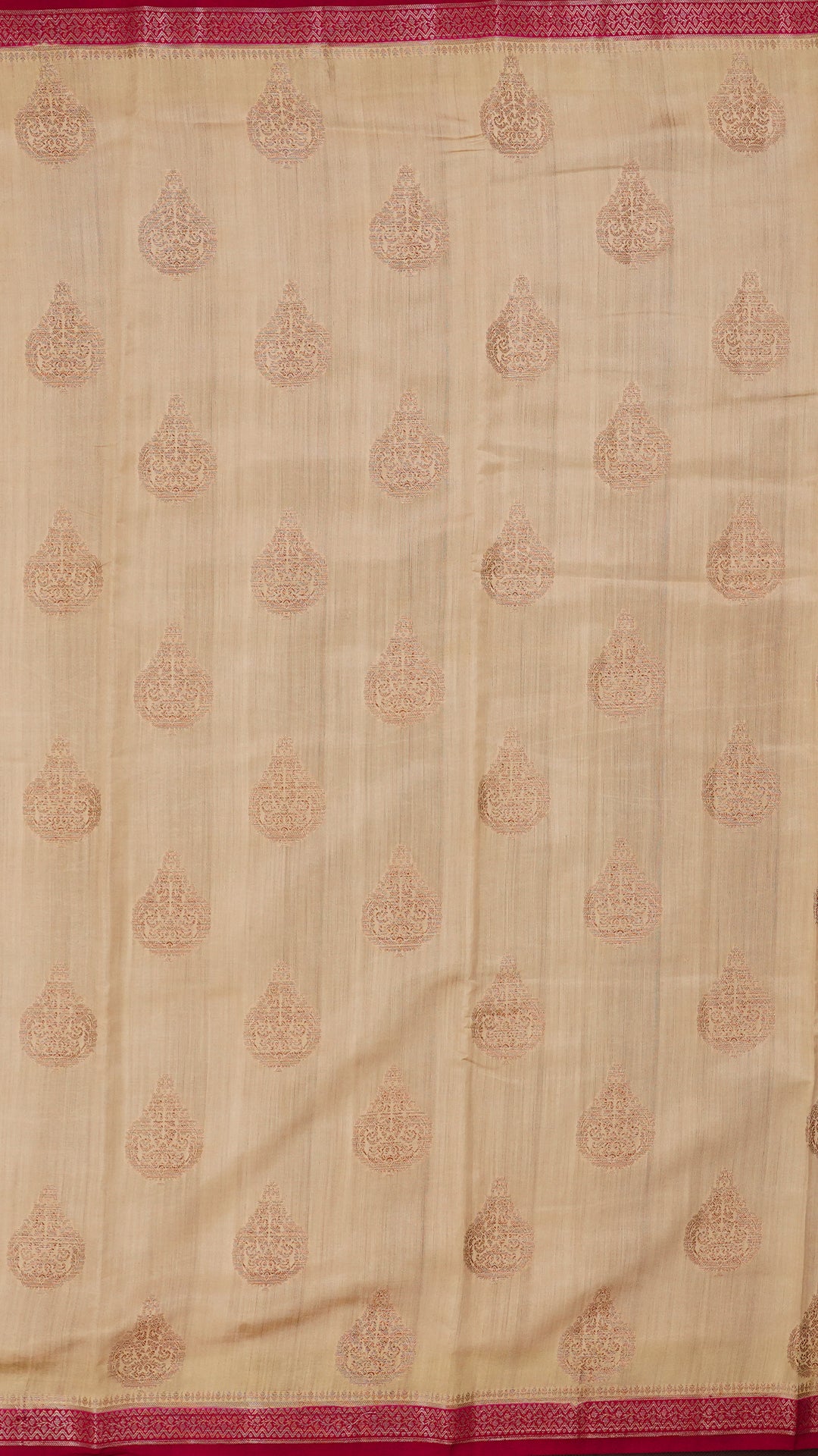 Beige Chiniya Silk Saree with Magenta Contrast Border