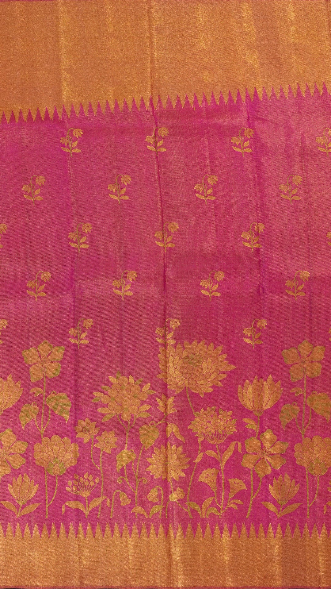 Floral Magenta Kanchipuram Silk Saree with Meenakari Touch