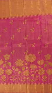 Floral Magenta Kanchipuram Silk Saree with Meenakari Touch
