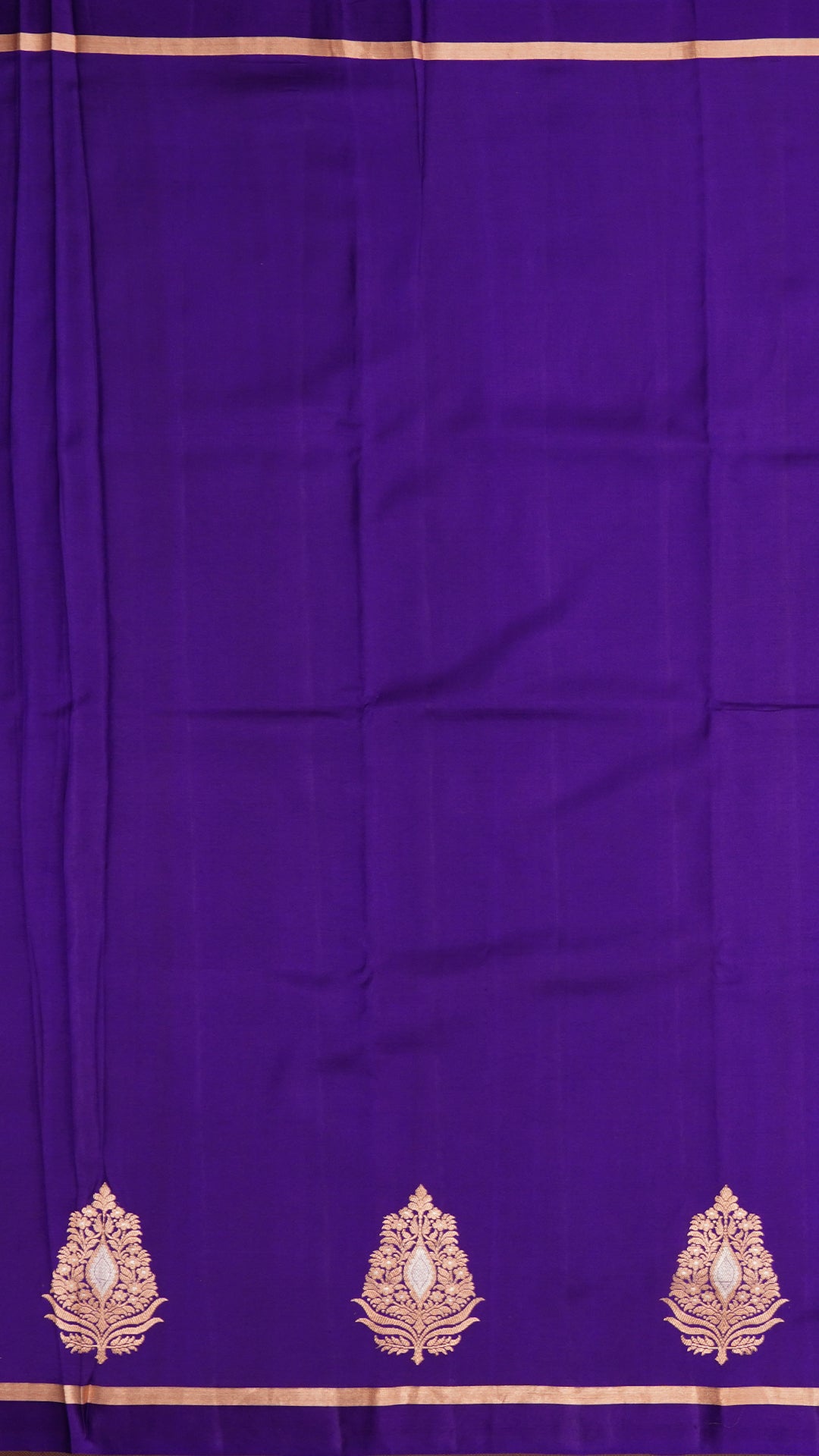 Purple Banaras Silk Saree with Traditional Golden Border