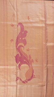 Gold Kanchipuram Saree with Multi-Colour Cross Checks