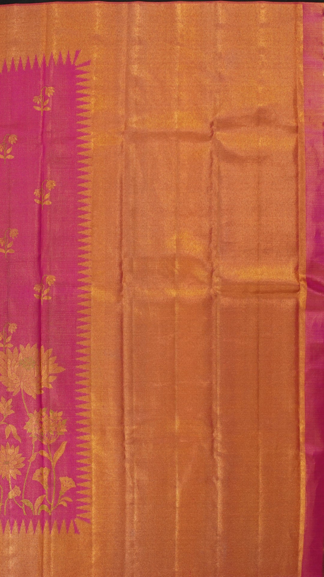 Floral Magenta Kanchipuram Silk Saree with Meenakari Touch