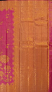 Floral Magenta Kanchipuram Silk Saree with Meenakari Touch