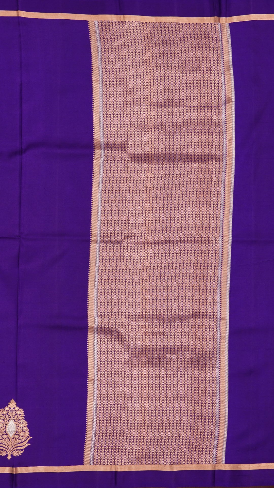 Purple Banaras Silk Saree with Traditional Golden Border