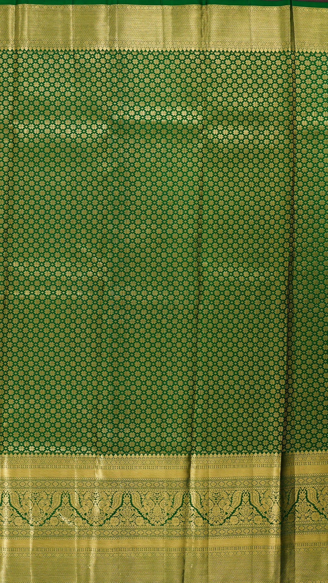 Red Kanchi Pattu Silk Saree with All Over Zari and Contrast Buta Pallu