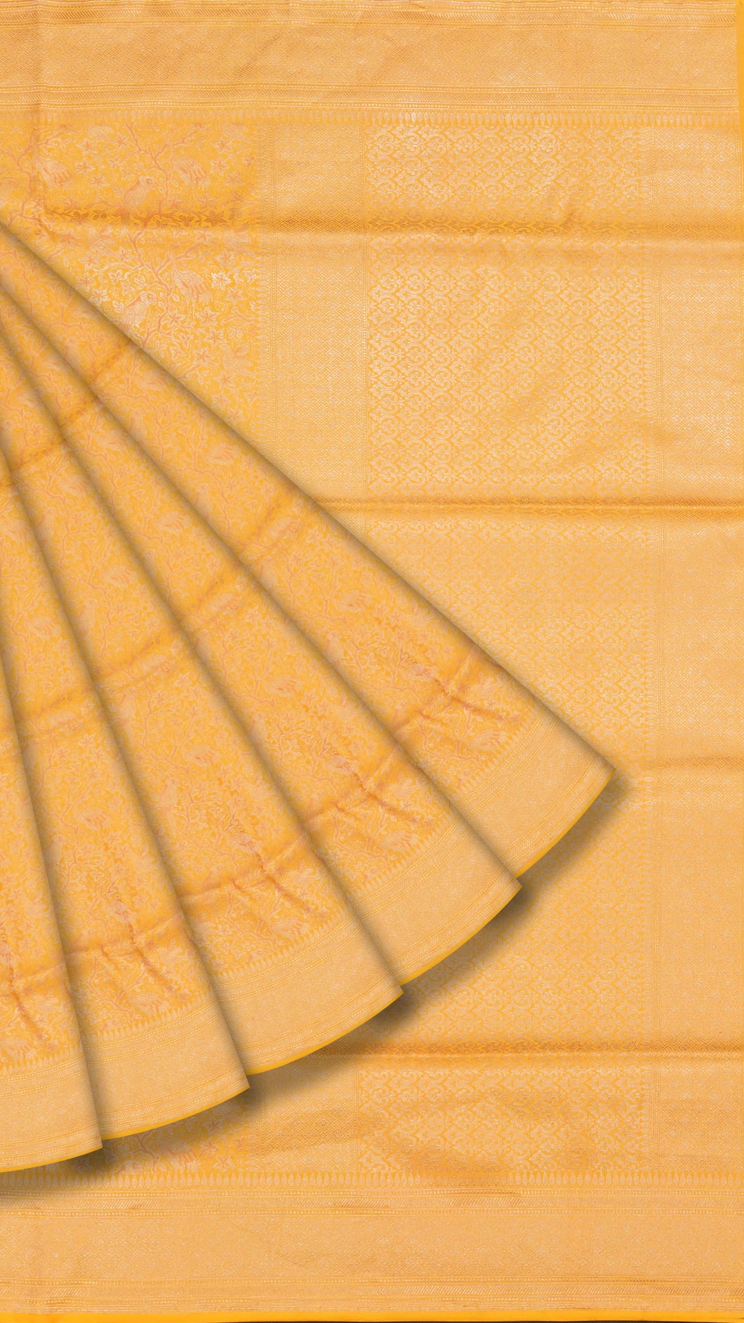 Apricot Banaras Silk Saree with Small Self Zari Border