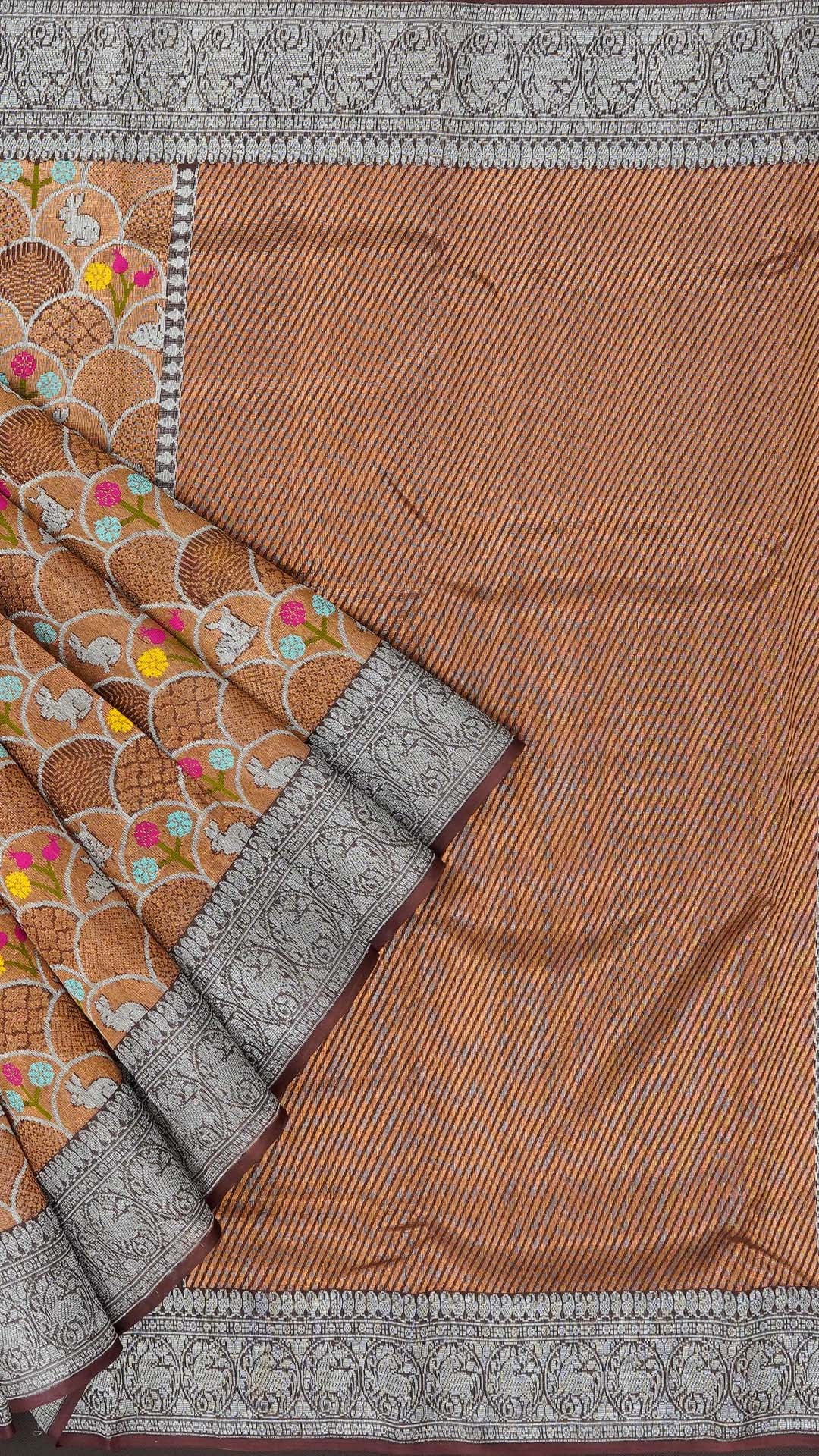 Brown Zari Kota Saree