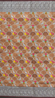 Brown Zari Kota Saree