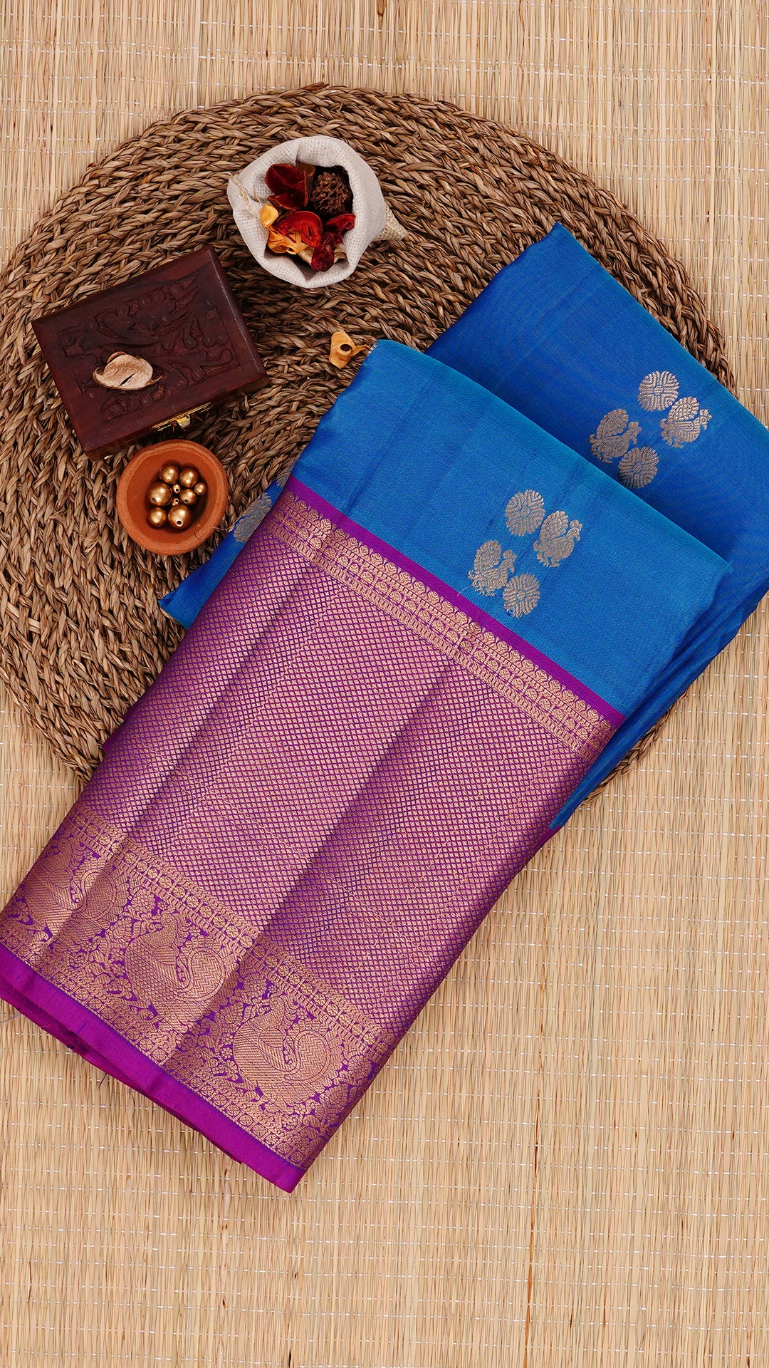 Sulphate Blue Kanchipuram Saree