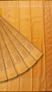 Gold Self Kanchipuram Saree with Meenakari Design Border