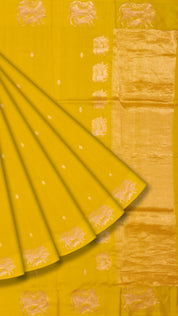 Golden Butta Banaras Silk Saree with Yellow Pichwai Border