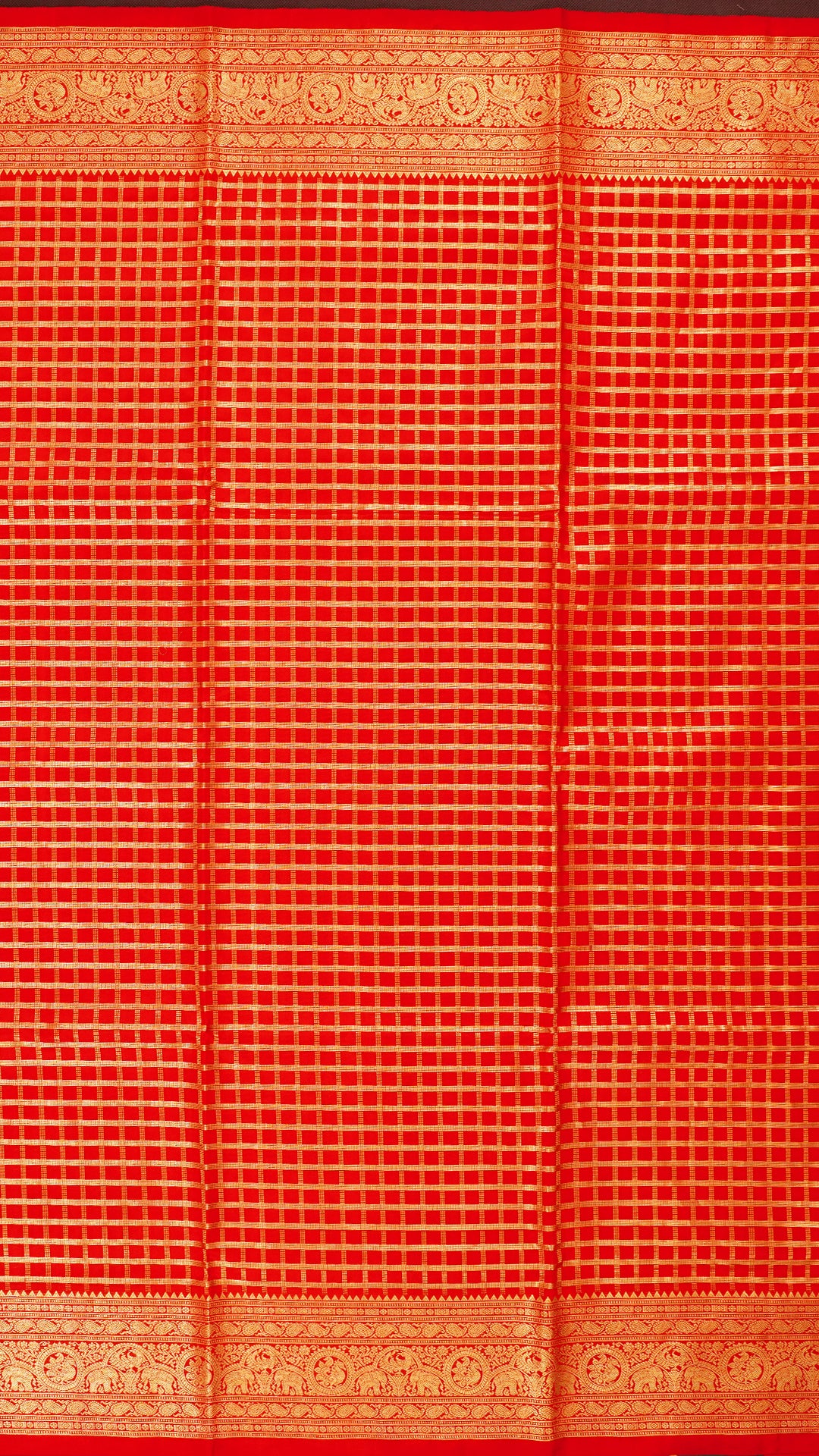 Red Venkatagiri Silk Saree with All Over Checks