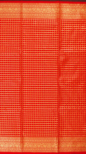 Red Venkatagiri Silk Saree with All Over Checks