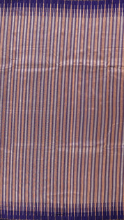 Navy Blue Banaras Saree with Golden Silver Vertical Stripes