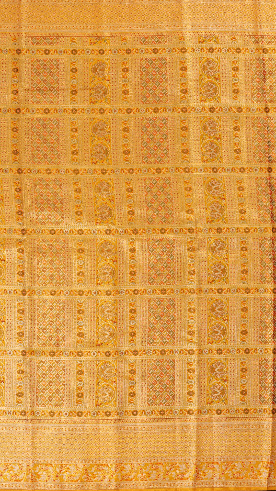 Gold Self Kanchipuram Saree with Meenakari Design Border
