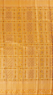 Gold Self Kanchipuram Saree with Meenakari Design Border