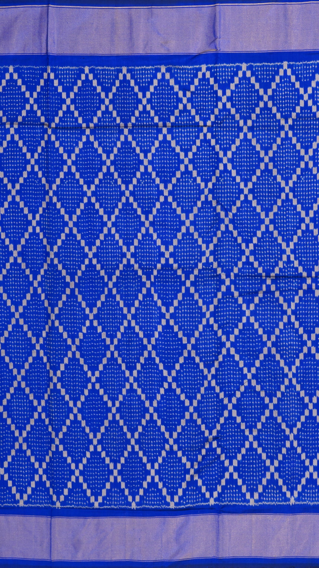 Royal Blue Geometric Ikkat Saree with Self Kadi Border